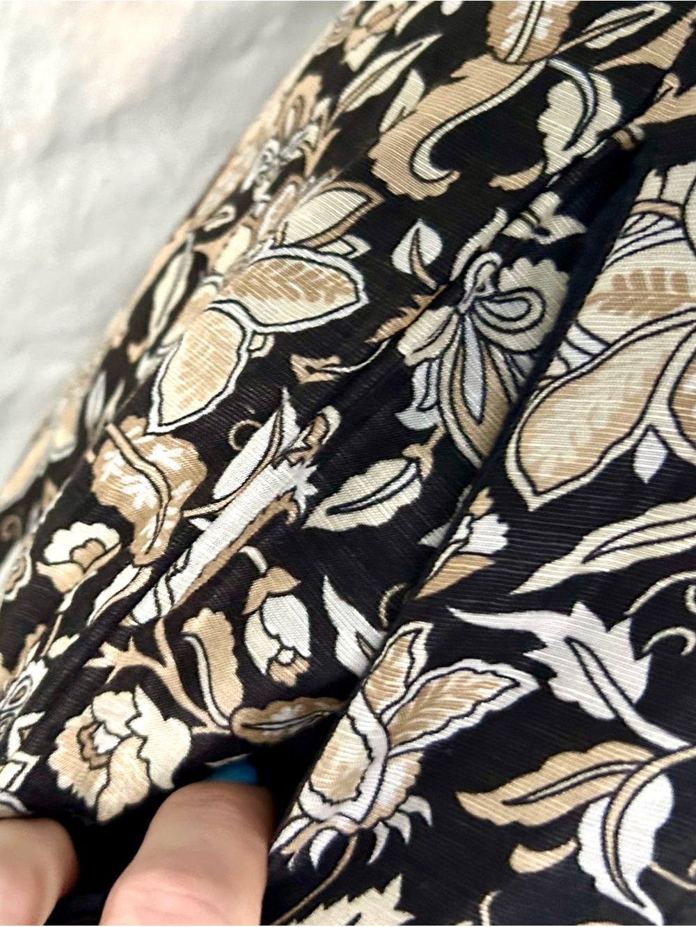 Boden Retro Brown, Cream Floral Belted Cotton Midi Dress, Size 6 - Picture 5 of 16